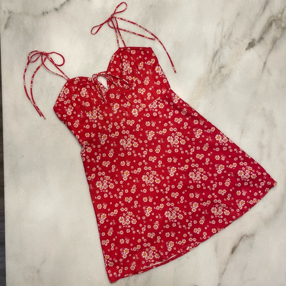 Red Floral Mini Dress by Polly